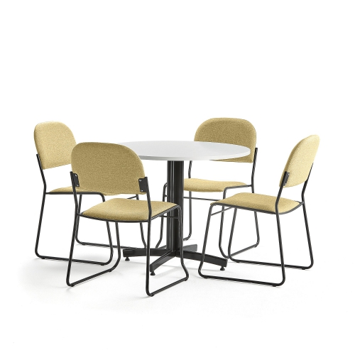 Zestaw Mebli Sanna + Dawson stół I 4 Krzesła żółty