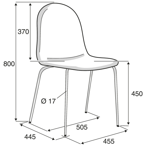 Krzesło Gander, 4 Nogi, Siedzisko 450 Mm, Tkanina, Musztardowy