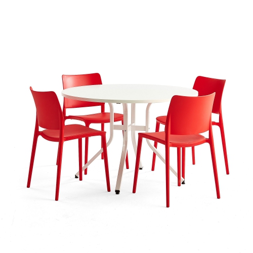 Zestaw Mebli Various + Rio stół + 4 Krzesła Czerwony