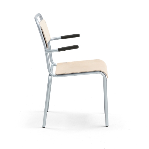 Krzesło Do Stołówki Frisco, Z Podłokietnikami, Aluminium, Hpl, Brzoza