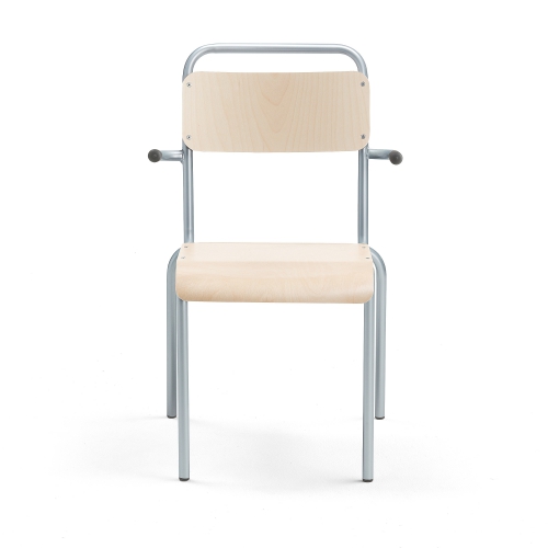 Krzesło Do Stołówki Frisco, Z Podłokietnikami, Aluminium, Hpl, Brzoza