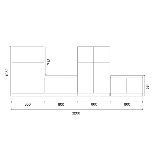 Rozwiązanie Do Przechowywania Qbus 2 Szafy + 2 Siedziska, Cokół, Uchwyty, 1252x3200x420 Mm, Brzoza, Zielone Poduszki