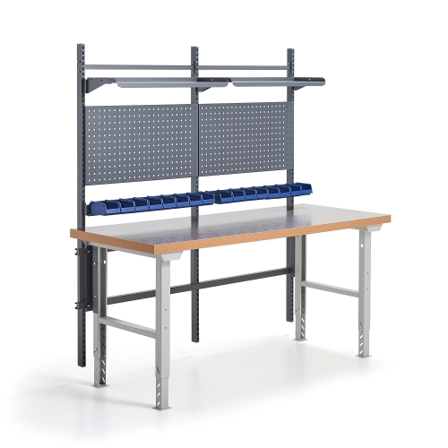 Stół Warsztatowy Z Wyposażeniem Solid Panele Narzędziowe Z Pojemnikami + Półki, 2000x800 Mm, Winyl
