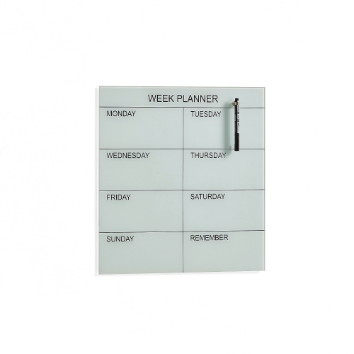 Tablica Szklana Peggy, Plan Tygodniowy, 450x450 Mm, Biały