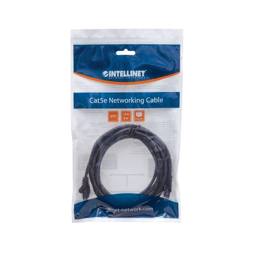 Patch Cord Cat5e Utp 3,0m Czarny 100% Miedź