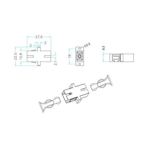 Adapter światłowodowy Sc/sc Simplex Singlemode