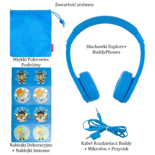 Słuchawki Dla Dzieci Explore+ 85db Z Mikrofonem Buddyphones