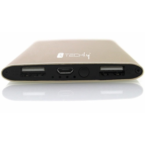 Zasilacz Powerbank 5000mah 2x Usb-a 1a I 2.1a Złoty Techly