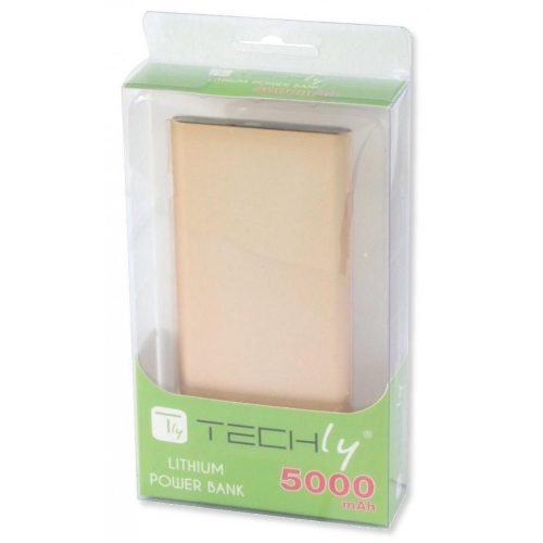 Zasilacz Powerbank 5000mah 2x Usb-a 1a I 2.1a Złoty Techly