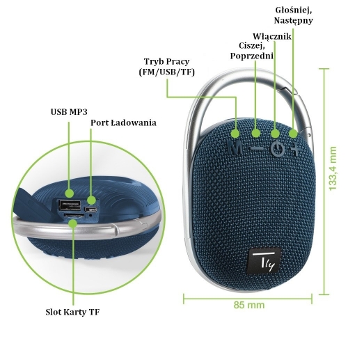Głośnik Bluetooth 5.3 Bezprzewodowy 5w Tws Led Usb/tf Mp3