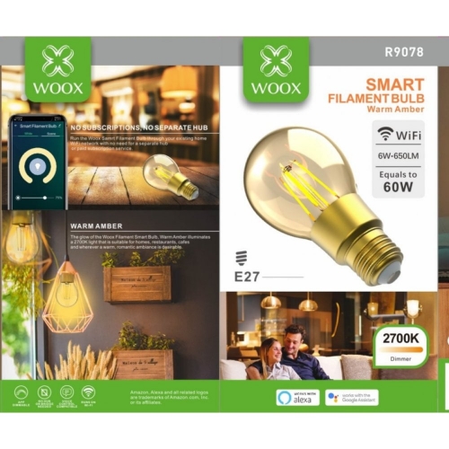 Woox R9078 Smart żarówka Retro Wifi Led 6w E27 Filamentowa